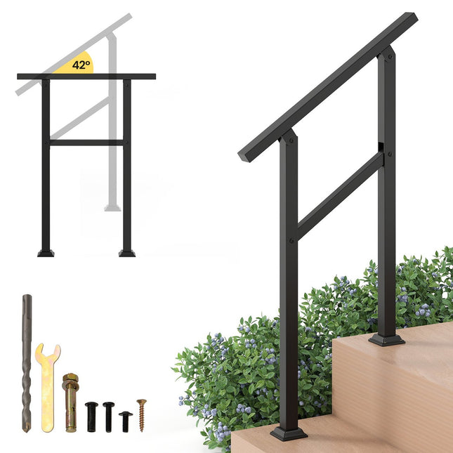 Reguliuojamas lauko laiptų turėklas, 70 cm, metalinis, 150 kg keliamoji galia