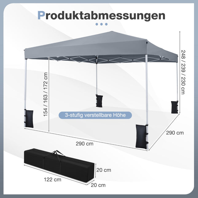 Reguliuojamas išskleidžiamas pavėsinis 290x290 cm stovyklavimui ir paplūdimiui