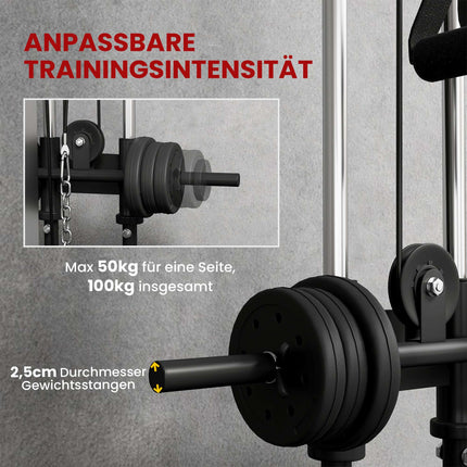 Reguliuojama jėgainė su dvigubu skriemuliu, 25-165 cm, juoda