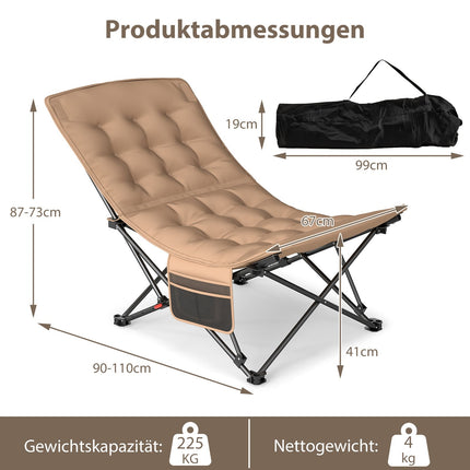Reguliuojama atlošiama kempingo kėdė, 225 kg keliamoji galia, chaki spalvos