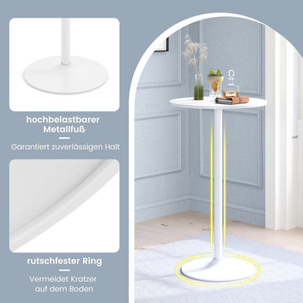 Reguliuojamas apvalus bistro stalas - 2 aukščiai, 60 cm, baltas