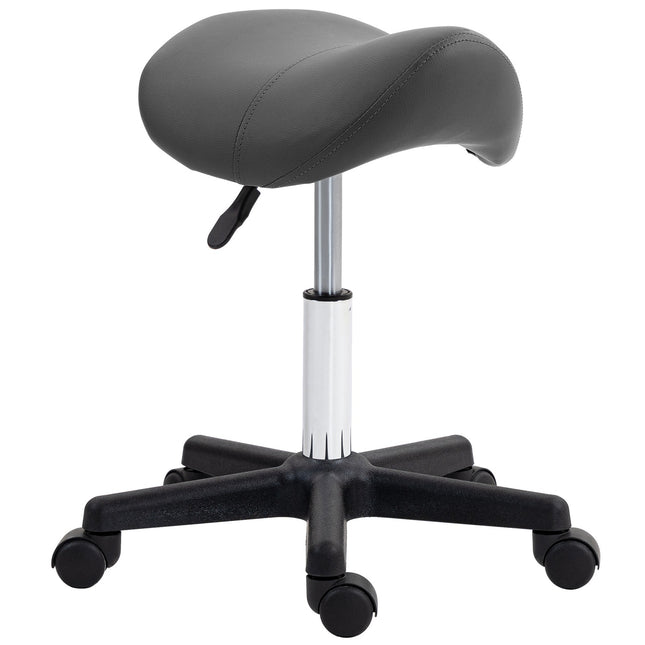 Reguliuojamas balno formos taburetė, juoda dirbtinė oda, 120 kg keliamoji galia