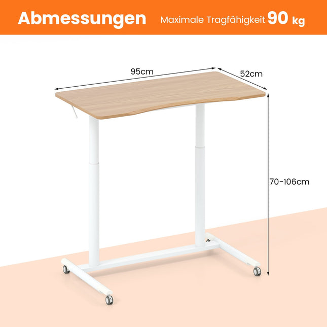 Reguliuojamo aukščio reguliuojamo aukščio stalas, C formos, 70-106 cm, mobilus