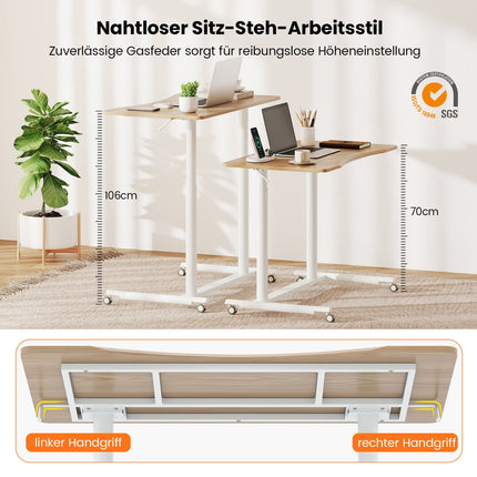 Reguliuojamo aukščio reguliuojamo aukščio stalas, C formos, 70-106 cm, mobilus