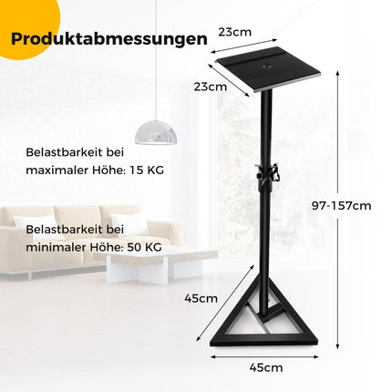Reguliuojami garsiakalbių stovai, 97-157 cm, 50 kg keliamoji galia, juodi