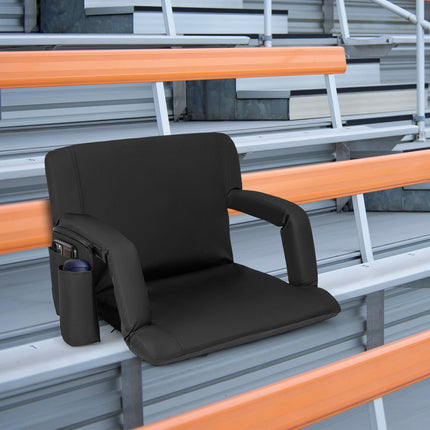 Reguliuojama stadiono sėdynė su nugaros atrama, juoda