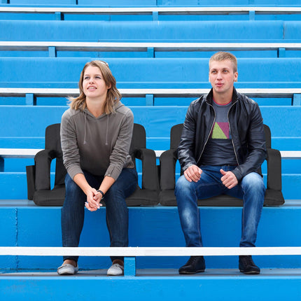 Reguliuojama stadiono sėdynė su nugaros atrama, juoda