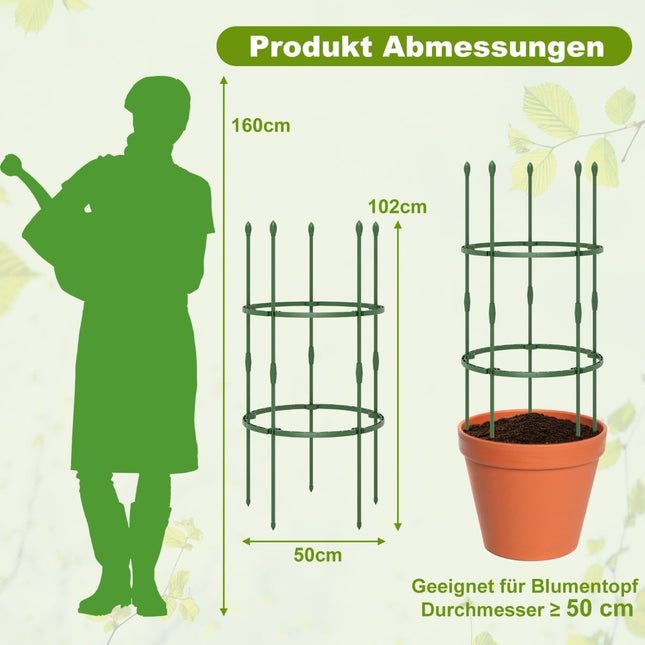 Reguliuojamo dydžio pomidorų augalų atramų narvelių rinkinys - 3 vnt. pakuotė, 102 cm
