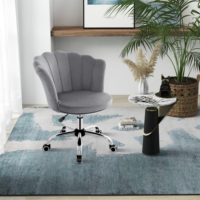 Reguliuojama aksominė biuro kėdė su ratukais, ergonomiškas dizainas