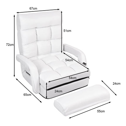 Reguliuojama balta sofa-lova su porankiais ir pagalve