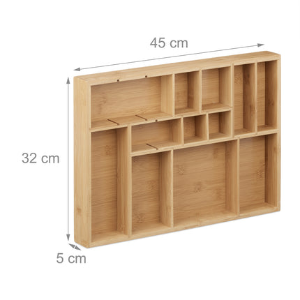 Adjustable bamboo drawer insert