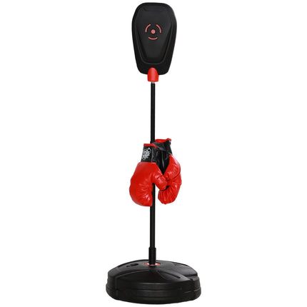 Bokso kriaušės stovas 88-124 cm, reguliuojamo aukščio, su bokso pirštinėmis, bokso rinkinys su vandeniu/smėliu užpildomu stovu 5-10 metų vaikams, plienas, juodas