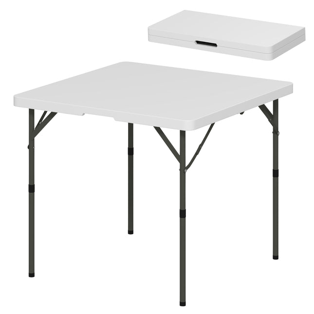Pikniko stalas, sulankstomas kempingo stalas, reguliuojamo aukščio sulankstomas stalas, sodo vakarėliams, stovyklavimui, kepsninei, plastikas, metalas, baltas