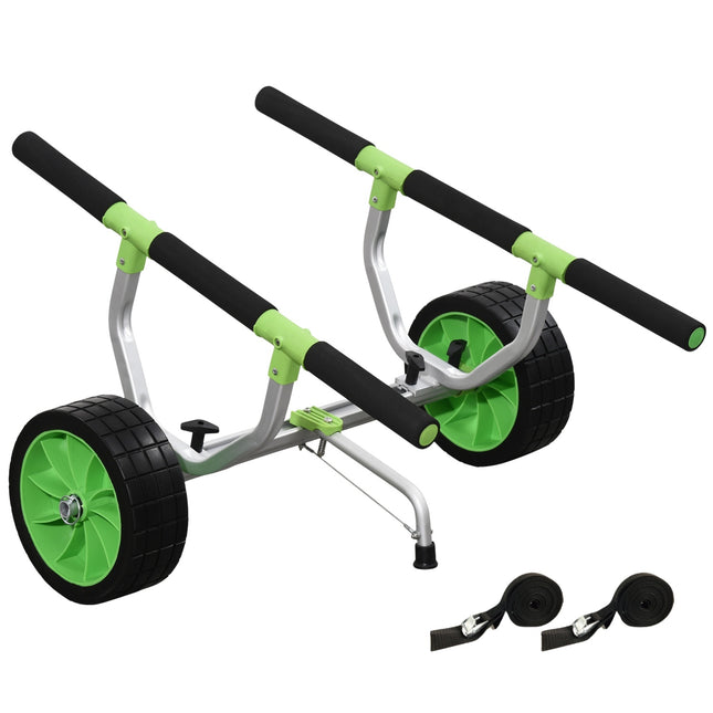 Adjustable kayak and canoe trailer with strap