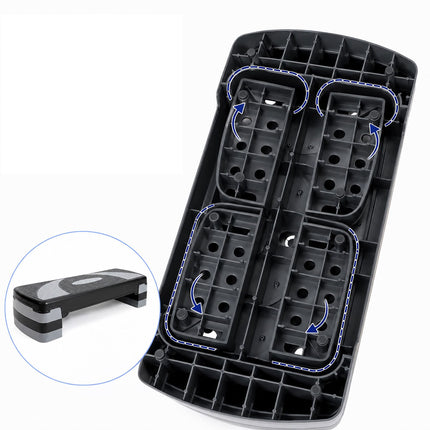 Aerobic Step Board with 3 Height Levels 10/15/20 cm, 300 kg Load, Grey, Black