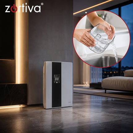 Air Dehumidifier 90 W with Humidistat and Timer, 2 L Tank, White, Up to 30 m²