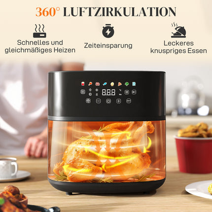 Oro keptuvė, 8 l, 8 programos, LED ekranas, juoda