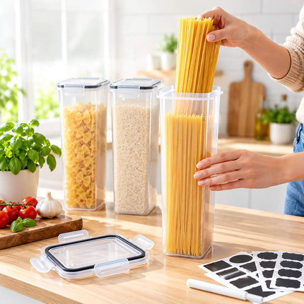 Airtight Food Storage Container Set with Click-Lock Lids, 6 Pieces, Extra Tall