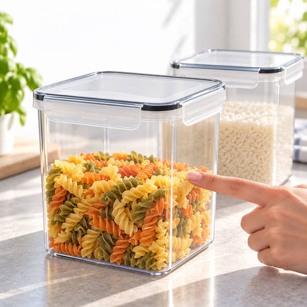 Airtight Food Storage Containers Set of 4 with Labels, Transparent