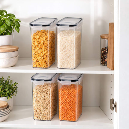 Airtight Food Storage Containers Set of 4 with Labels, Transparent