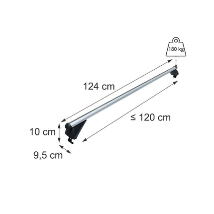 Aliuminio stogo skersiniai uždariems stogo skersiniams, sidabriniai, 124 cm