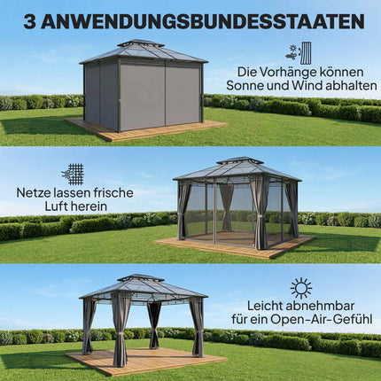 Aliuminio sodo paviljonas 3,6 x 3 m su tinkleliu nuo uodų