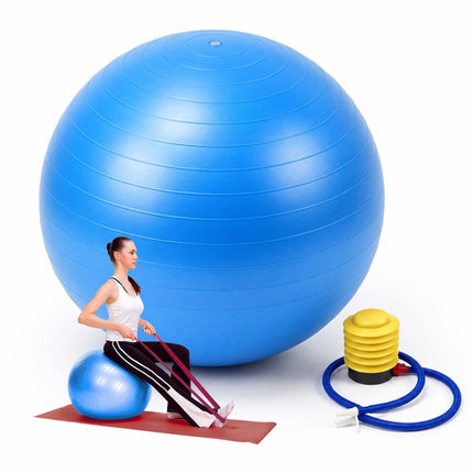 Anti-Burst Exercise Ball with Pump and Stopper, Max. 150 kg, Blue