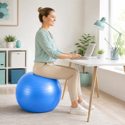 Anti-Burst Exercise Ball with Pump and Stopper, Max. 150 kg, Blue