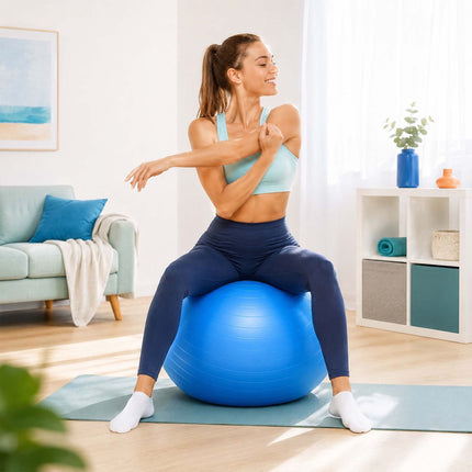 Anti-Burst Exercise Ball with Pump and Stopper, Max. 150 kg, Blue