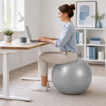 Anti-Burst Exercise Ball with Pump and Stopper, Max. 150 kg, Grey