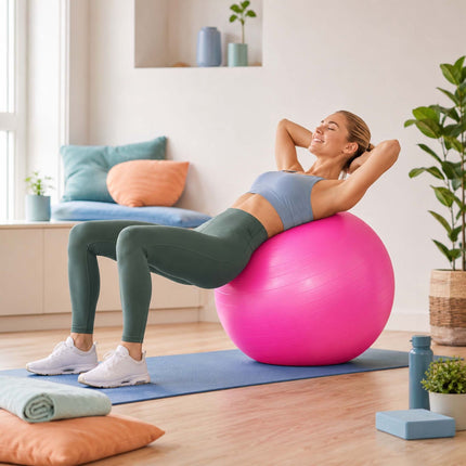 Anti-Burst Exercise Ball with Pump and Stopper, Max. 150 kg, Pink