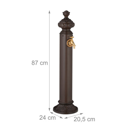 Antikvarinis sodo kolonos fontanas su auksiniu čiaupu, 87 cm