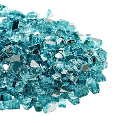 Aqua Blue Reflective Fire Pit Glass, 10 lb, 1/2 Inch