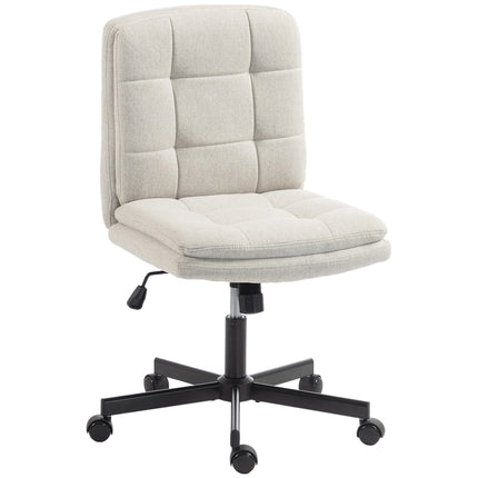 Armless Office Chair with Double-Layer Padding, Light Grey, Linen Look