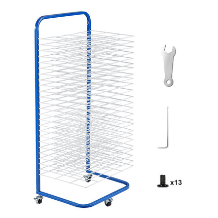 Art Drying Rack, 25 Removable Shelves, Locking Wheels