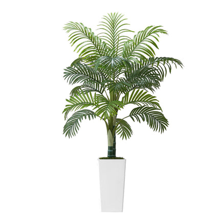 Artificial Areca Palm Tree 5 Ft, White Planter Pot
