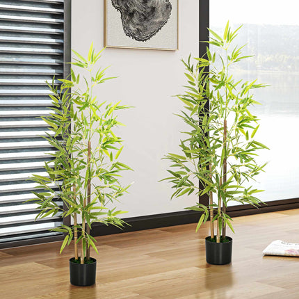 Dirbtinis bambuko augalų rinkinys, 3 stiebai, 120 cm, žalias