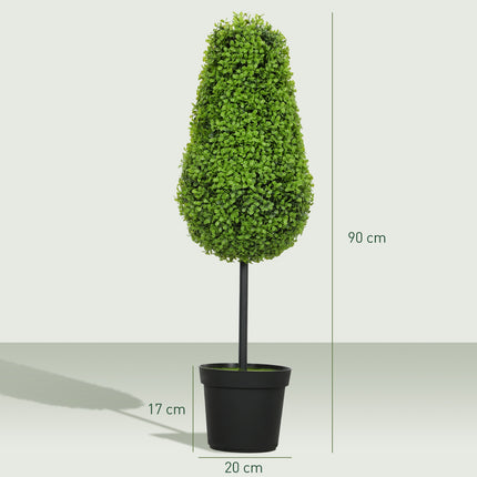 Dirbtinio buksmedžio komplektas, 90 cm lašo formos, atsparus UV spinduliams