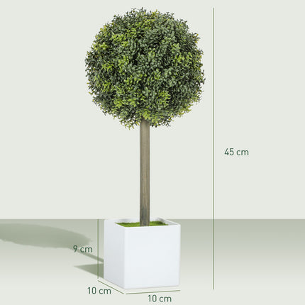 Dirbtinių buksmedžių dekoratyvinių krūmų rinkinys, 45 cm, atsparus UV spinduliams