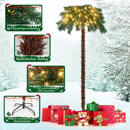 Dirbtinė Kalėdų palmė 150 cm, 150 šiltai baltų LED