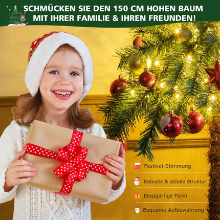 Dirbtinė Kalėdų palmė 150 cm, 150 šiltai baltų LED