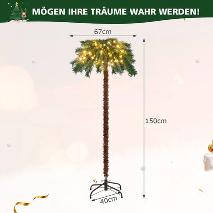 Dirbtinė Kalėdų palmė 150 cm, 150 šiltai baltų LED