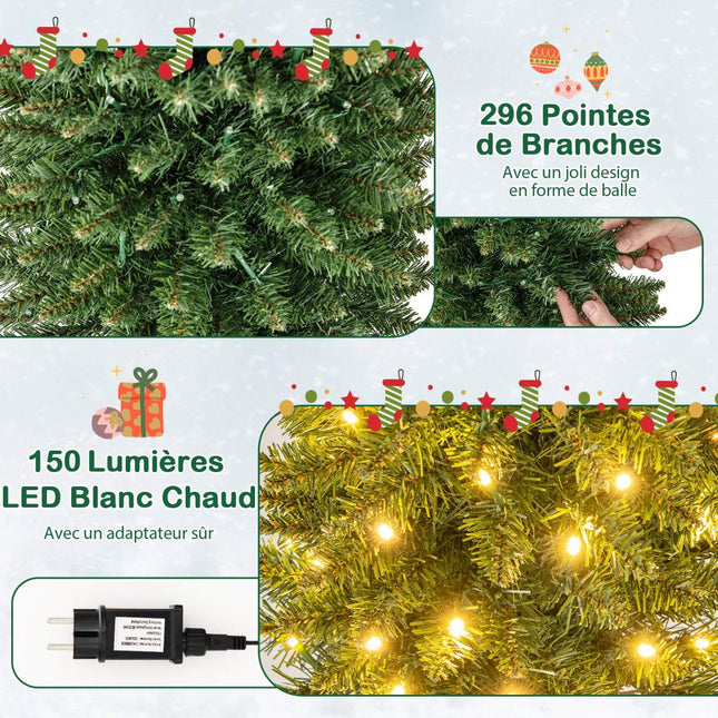 Dirbtinė Kalėdų eglutė 150 cm, iš anksto apšviesta 150 LED, plona