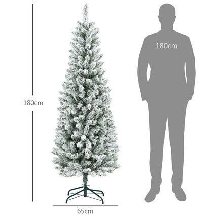 Dirbtinė Kalėdų eglutė, 183 cm, plona su sniego efektu