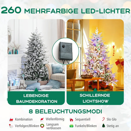 Dirbtinė Kalėdų eglutė, 186 cm, 260 LED lempučių, 8 režimai