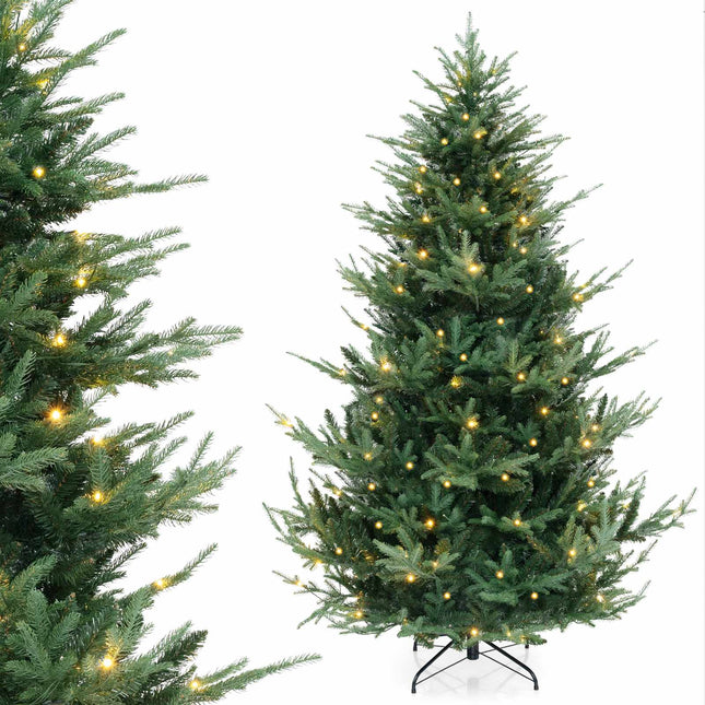 Dirbtinė Kalėdų eglutė 210 cm, 340 šiltai baltų LED lempučių, 8 režimai