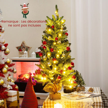 Dirbtinė Kalėdų eglutė 90 cm, 50 LED laikmatis, lininis pagrindas