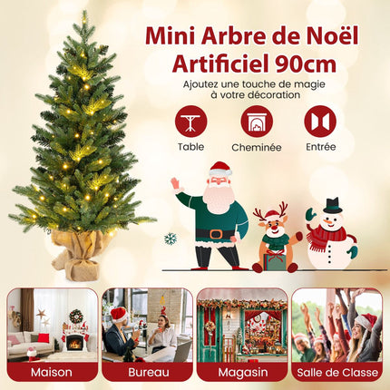 Dirbtinė Kalėdų eglutė 90 cm, 50 LED laikmatis, lininis pagrindas