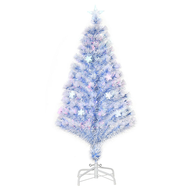 Dirbtinė Kalėdų eglutė su 3 LED lemputėmis, PVC, metalinė, balta + mėlyna, Ø60 x 120 cm, aukštis