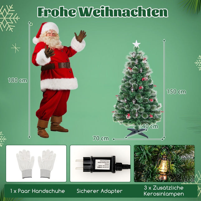 Dirbtinė Kalėdų eglutė su LED lemputėmis, 150 cm, PVC